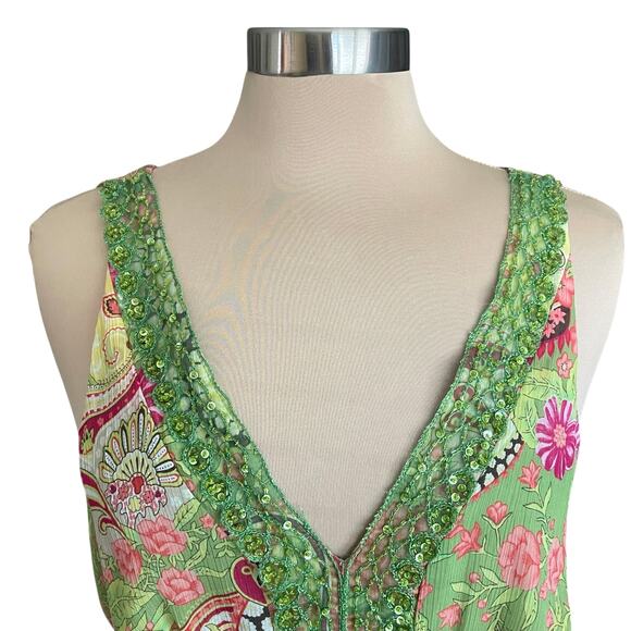 Bisou Bisou Michele Bohbot Y2K Vintage Paisley Babydoll Top Sz LG Fairycore Boho - Picture 3 of 12